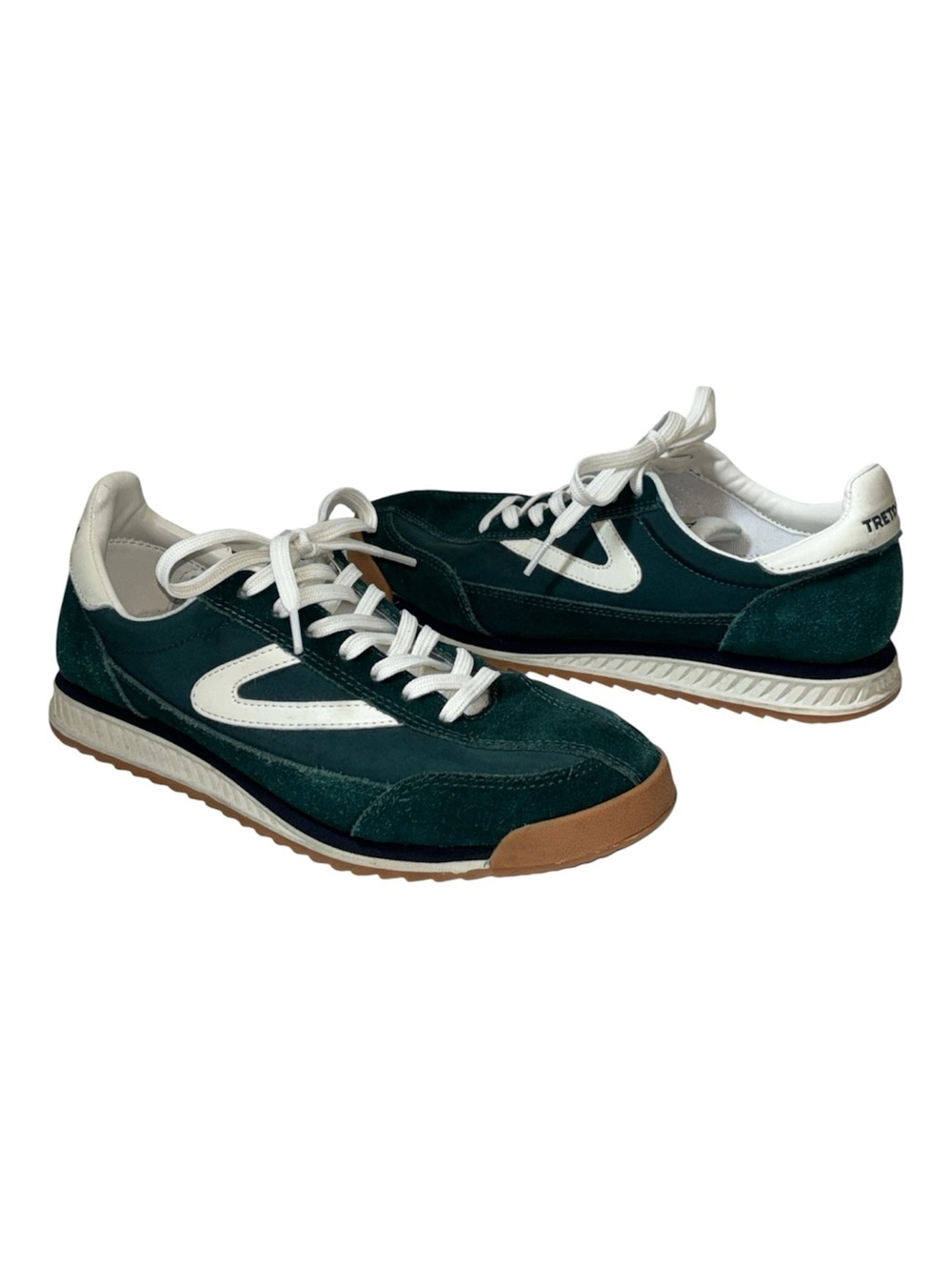 Tretorn Rawlins 8 Dark Green Suede & White Accent Trainer. Size 7